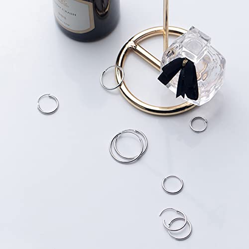 EPIRORA Silver Hoop Earrings- Cartilage Endless Small Hoop Earrings Set for Women Men, 3 Pairs of Hypoallergenic 925 Sterling Silver Tragus Earrings Nose Lip Rings - color: 3 Pairs(8/10/12mm)
