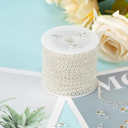 UMAOKANG 10 Meters Silver Chain for Jewelry Making Silver Plated Solid Brass Chains Bulk for Women Necklace Bracelet DIY Jewelry Supplies - color: Silver Rolo