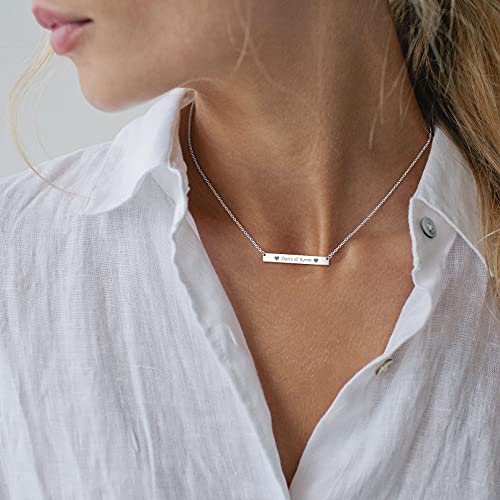 ChicSilver Customizable Vertical Bar Pendant Necklace 925 Sterling Silver Y Necklace Simple Fashion Jewelry Gifts for Women - style: E. 5mm Horizontal Bar-Silver