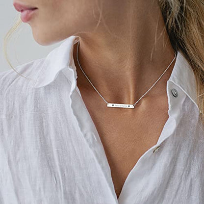 ChicSilver Customizable Vertical Bar Pendant Necklace 925 Sterling Silver Y Necklace Simple Fashion Jewelry Gifts for Women - style: E. 5mm Horizontal Bar-Silver