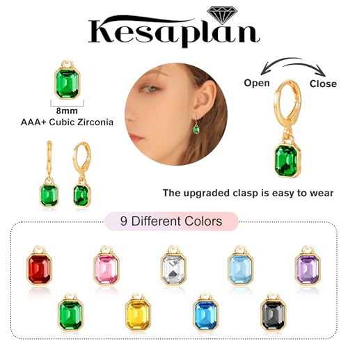 Multicolor Crystal Dangle Studs Earrings Set for Women 925 Silver Hypoallergenic Dangle Earrings Leverback Drop Earring Fashion Cubic Zirconia Leverback Stud Earring Sets Trendy Cubic Zirconia Jewelry Gifts for Women - style: 12-S-G
