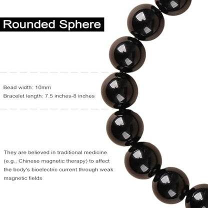 38 Magnetic Therapy Hematite beaded Bracelet For Women And Men Power Gemstone Crystal Unisex Macrame - color: Hematite