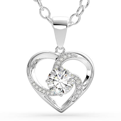 SERASAR Silver Heart Pendant Necklace Women Jewelry Anniversary Girlfriend - color: Silver, style: Emotion