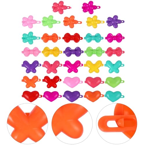 Cabilock 100pcs Mixed Color Mini Hair Clips Set Cute Love Flower Butterfly Bow Plastic Side Hairpins for Everyday Hair Accessories Random Color