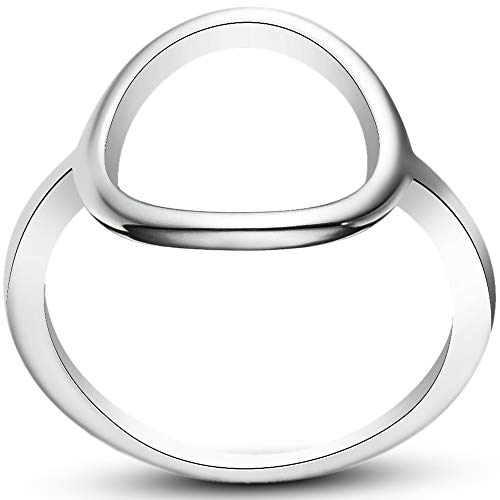 WFF Stainless Steel Open Circle Karma Statement Promise Ring (Silver, 6)