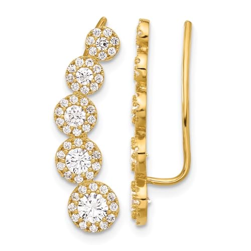10k Yellow Gold Polished Cubic Zirconia Ear Climbers Earrings