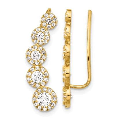 10k Yellow Gold Polished Cubic Zirconia Ear Climbers Earrings