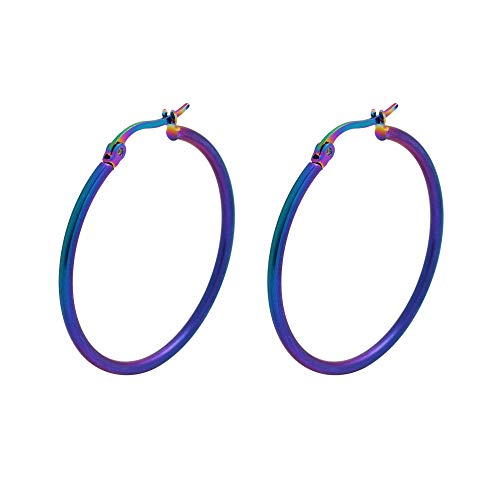Rounded Hoops Earrings (20mm-60mm Diameter) - color: Rainbow 30mm