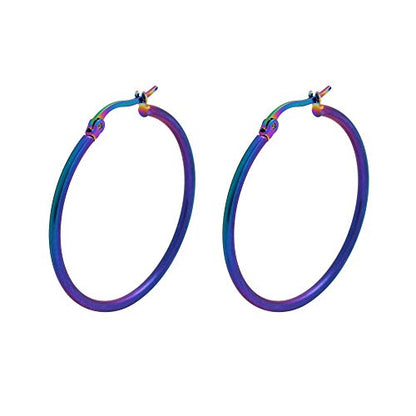 Rounded Hoops Earrings (20mm-60mm Diameter) - color: Rainbow 30mm