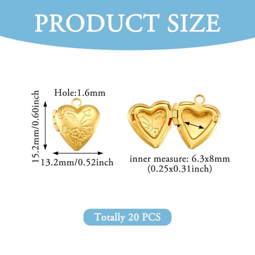 Elecrelive Locket Pendants Photo Frame Charms Memory Photo Charms Heart Locket Photo Frame Pendants - color: Gold