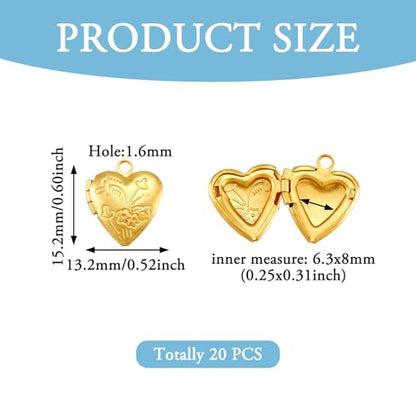 Elecrelive Locket Pendants Photo Frame Charms Memory Photo Charms Heart Locket Photo Frame Pendants - color: Gold