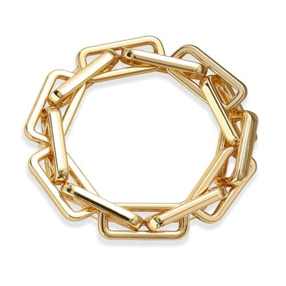 Chunky Gold Bracelet for Women Non Tarnish, Trendy Stretch Cuban Link Chain Plated Gold Bangle Bracelets - color: Paperclip-gold