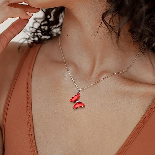 Aurora Tears Butterfly Necklace Earrings Ring Bracelet - Women 925 Sterling Silver Animal Butterflies Birthstone Pendant Crystal Wedding Birthday Jewelry - color: pendant-A.January