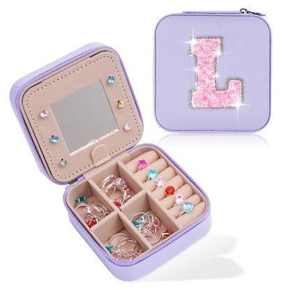 Uygafly Gifts for Teen Girl Trendy Stuff,Birthday Gift for 5 6 7 8 9 10 11 12 13 14 15 Year Old Girls,Cute Travel Jewelry Case Small Box | Lavender,L - color: Lavender, style: L