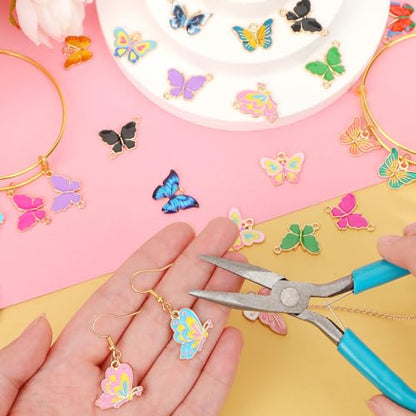 MARFOREVER 40 Pcs/20 Pairs Butterfly Charms for Jewelry Making | Mixed Butterflies Charms, Assorted Spring Summer Enamel Butterfly Charm Pendants, Necklace Earrings Bracelet Making Craft DIY - style: Butterfly