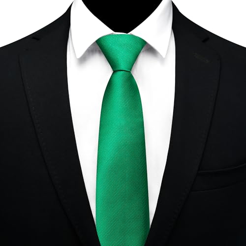 GUSLESON 3.15"（8cm） Mens Pre-tied Adjustable Zipper Tie Solid Necktie for Business and Wedding - color: Emerald Green