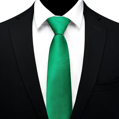 GUSLESON 3.15"（8cm） Mens Pre-tied Adjustable Zipper Tie Solid Necktie for Business and Wedding - color: Emerald Green