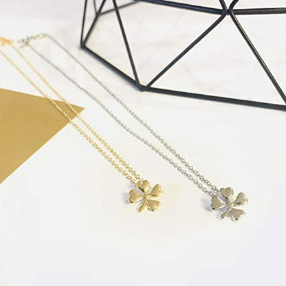 Baydurcan Friendship Anchor Compass Necklace Good Luck Elephant Pendant Chain Necklace with Message Card Gift Card - style: Clover