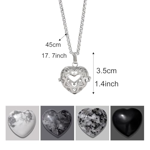 Raicegs Heart Shaped Crystals and Healing Stones 7 Chakra Crystal Necklace 0.8 inch Heart Gemstones Natural Stones Necklaces for Women Spiritual Gift for Women Teen - style: 4PCS-B