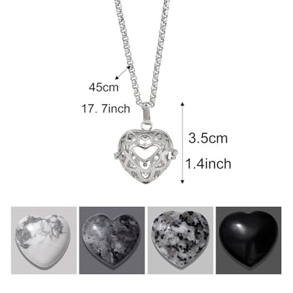 Raicegs Heart Shaped Crystals and Healing Stones 7 Chakra Crystal Necklace 0.8 inch Heart Gemstones Natural Stones Necklaces for Women Spiritual Gift for Women Teen - style: 4PCS-B