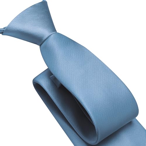 GUSLESON 3.15"（8cm） Mens Pre-tied Adjustable Zipper Tie Solid Necktie for Business and Wedding - color: Dusty Blue