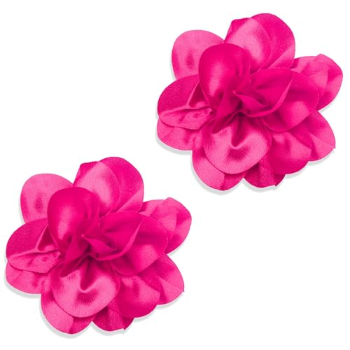2Pack 6inch Extra Large Satin Brooches Lapel Pins Dainty Elegant Fabric Camellia Rose Flower Brooch Pin for Women Wedding Part Dance Clothes Accessories Jewelry - color: Rose Red