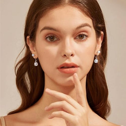 Multicolor Crystal Dangle Studs Earrings Set for Women 925 Silver Hypoallergenic Dangle Earrings Leverback Drop Earring Fashion Cubic Zirconia Leverback Stud Earring Sets Trendy Cubic Zirconia Jewelry Gifts for Women - style: 18-S