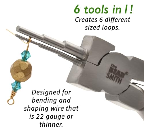 The Beadsmith Micro Wire Looping Pliers | Create 6 Sizes (Ranging 1-4mm) of Loops & Jump Rings, 5.5" long (140mm), Polished Steel Head & PVC Comfort Handle - size: 1-4mm Wire Looping Pliers