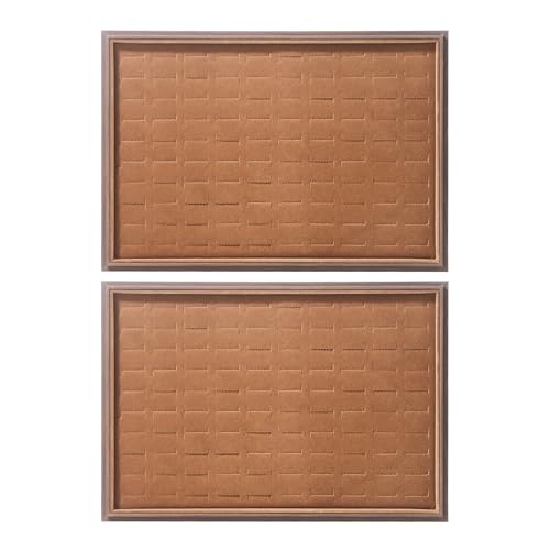 Wood Jewelry Organizer Tray, Rings Display (Brown, 2Pc, Rings) | Stackable Jewelry Display, Rings Holder, Rings Organizer, Rings Tray, Earrings Organizer - size: Rings+Rings