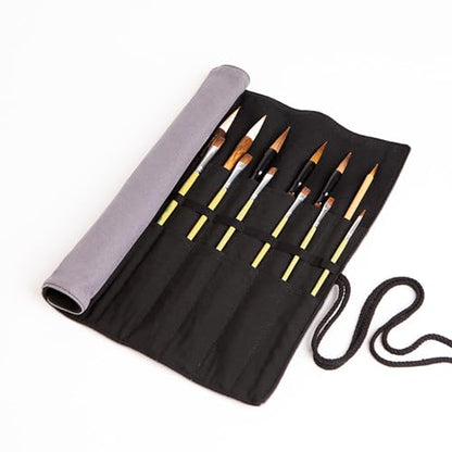 Funny live Paint Brush Holder Art Supplies, Artist Brush Holder & Art Supply Storage Organizer Roll-Up Case Bag, Protect Acrylic Oil Watercolor Paintbrushes (Grey-20 Slot Pockets) - style: Grey-20 Slot Pockets