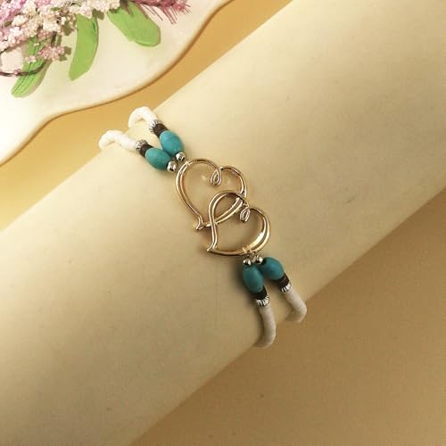 Elastic Beaded Ankle Bracelets for Women Double Heart Layered Stretch Ankle Bracelets Waterproof Dainty Boho Beaded Anklets for Summer Beach Foot Jewelry - color: White Gold