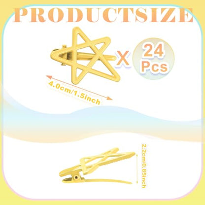 ELANE 24 Pcs Star Snap Hair Clips for Women Girl,Cute Hair Barrettes for Women Fine Thin Hair Accessories DIY - color: Yellow