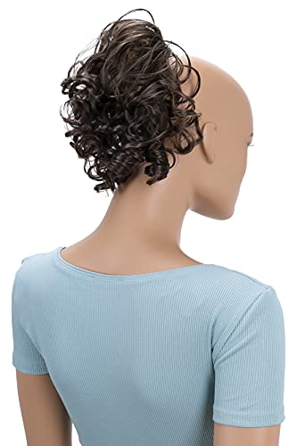 CAISHA Jumbo Hairpiece Scrunchy Updo Voluminous Curly Messy Bun Brunette With Highlights G19L - color: brunette with highlights #32AH12 G19L
