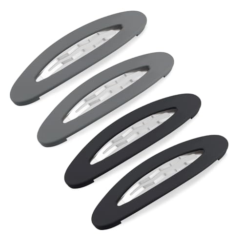 4PCS Large Snap Hair Clips for Women, Matte Snap Barrettes for Girls, Medium Hair Accessories (3.5Inch,Black&Grey) - color: Black, size: 4 Count (Pack of 1)