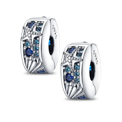 Gold Clip Stopper Charms for Pandora Bracelets Spacers Bead Charms Packs Jewelry Gift for Women - color: Ocean-2 Packs