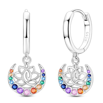 925 Sterling Silver Dangle Whale Shark Butterfly Bow Earrings for Women | Hypoallergenic Huggie Hoop Drop Cross Earrings for Sensitive Ears, Cubic Zirconia Statement Trendy Jewelry Birthday Gifts - color: Colorful Yoga