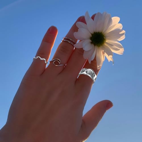 17PCS Silver Knuckle Rings for Women Stainless Steel Rings Set Midi Stackable Rings Simple Smooth Finger Rings Silver Adjustable Rings Jewelry Gift - color: 12 PCS