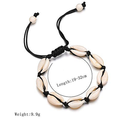 COLORFUL BLING 2 Pieces Handmade Boehmia Natural Cowrie Shell Anklet Seashell Ankle Bracelet Boho Beads Hawaii Foot Jewelry
