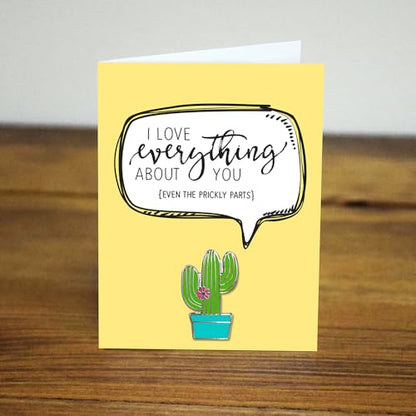 Inspirational Enamel Pin by LifeBeats | Cute Pin for Clothes, Jackets, Hats, Bags, and Lanyards | Hat Pin Comes with a Greeting Card | Lapel Pin with Sturdy Backing - style: Prickly Parts I Love You