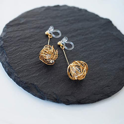 Drop Cubic Zirconia Invisible Clip On Earrings for Women Not Pierced Gold Teardrop Sqaure CZ Crystal Dangle Gold Silver Comfortable Clip On Earrings Bridal Wedding Prom - color: Mesh Ball