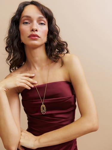 PEARLADA 18k Gold Plated Chain Long Necklace, Boho Sweater Necklace for Women, Geometric Pendant Y Necklace - color: Circles