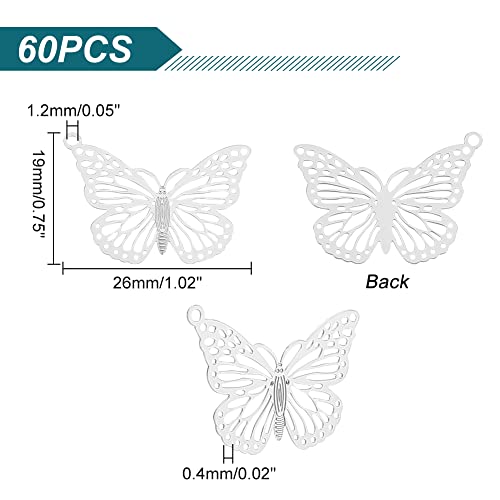 UNICRAFTALE Butterfly Flower Charms Stainless Steel Charms Back Bezel Pendants Metal Charms Animal Charms for DIY UV Resin Pressed Flower Crafts Necklace Bracelet Jewelry Making - style: Butterfly Charm