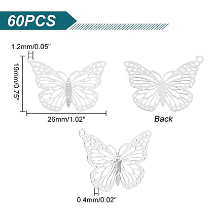 UNICRAFTALE Butterfly Flower Charms Stainless Steel Charms Back Bezel Pendants Metal Charms Animal Charms for DIY UV Resin Pressed Flower Crafts Necklace Bracelet Jewelry Making - style: Butterfly Charm