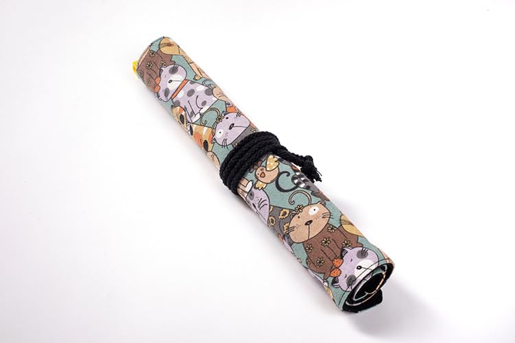 Funny live Paint Brush Holder Art Supplies, Artist Brush Holder & Art Supply Storage Organizer Roll-Up Case Bag, Protect Acrylic Oil Watercolor Paintbrushes (Cuddly Cat-20 Slot Pockets) - style: Cuddly Cat-20 Slot Pockets