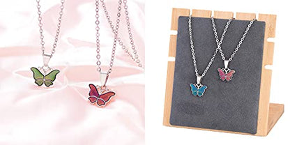 Temperature Sensing Color Changing Pendant Necklace Love Heart Butterfly Turtle Dolphin Moon Star Mood Necklace for Girl Women Gift - color: Lovely Butterfly
