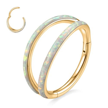 AROWRO Conch Piercing Jewelry Nose Rings Hoops Septum Cartilage Helix Rook | Surgical Steel Gold Silver Cartilage Earrings for Women Tragus Helix Piercing Jewelry 16G 18G 20G With Cubic Zirconia Opal - color: Gold-D3 Opal, size: 16G(1.2mm)-10mm