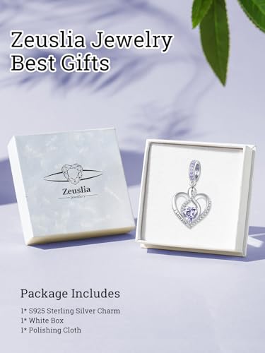 Heart Birthstone Charms for Bracelets, 925 Sterling Silver Women Bead Charms for Charm Bracelets Necklace, Mother's Day Birthday Anniversary Jewelry Gifts for Wife Mom Grandma Daughter - style: Dangle - June - Alexandrite