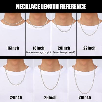 Fiusem 3.5mm Cuban Link Chains for Men, Silver Tone/Black/14K Gold Plated Stainless Steel Necklace Chain, Mens Necklace 16, 18, 20, 22, 24, 26, 28 Inch - size: 26 inches, style: a.5mm width-steel
