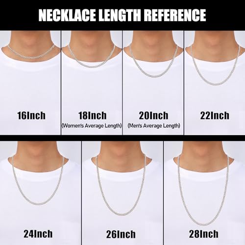 Fiusem 3.5mm Cuban Link Chains for Men, Silver Tone/Black/14K Gold Plated Stainless Steel Necklace Chain, Mens Necklace 16, 18, 20, 22, 24, 26, 28 Inch - size: 22 inches, style: a.5mm width-steel