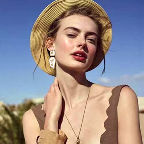 QUPENGXU Exaggerated Acrylic Drop Dangle Earrings Retro Statement Geometric Large Size Earrings For Women (white)